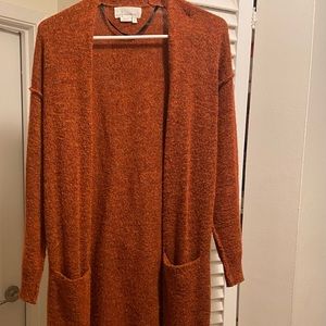 Anthropologie long cardigan. Size XS in burnt orange. Light weight cardigan.